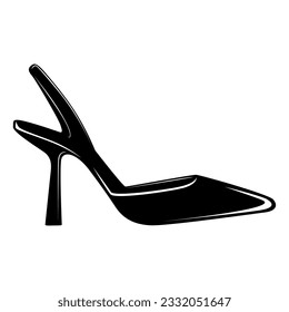 Vector high heels black silhouette icon. Women shoes logo design illustration