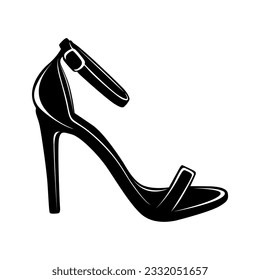 Vektorhoch Absätze schwarzes Silhouettensymbol. Logo für Frauen-Schuhe