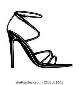 Vektorhoch Absätze schwarzes Silhouettensymbol. Logo für Frauen-Schuhe