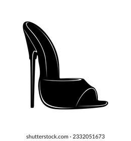 Icono de silueta negra de tacones altos vectoriales. Ilustración del logotipo de zapatos de mujer