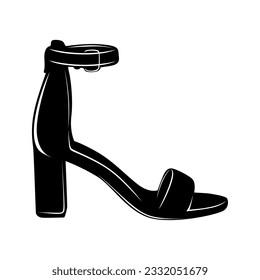 Vector high heels black silhouette icon. Women shoes logo design illustration