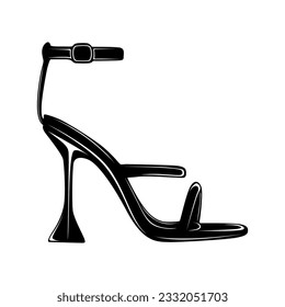 Vektorhoch Absätze schwarzes Silhouettensymbol. Logo für Frauen-Schuhe