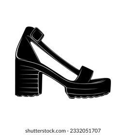 Vektorhoch Absätze schwarzes Silhouettensymbol. Logo für Frauen-Schuhe