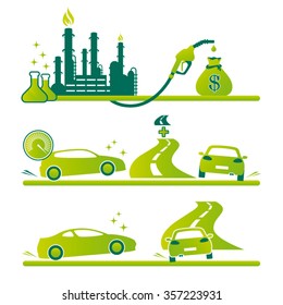 Vector high performance economy fuel illustration - Speed gasoline icon set