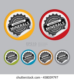 Vector : High Potency Minerals Good Health 100% Natural Infographics Icon on Circle Peeling Sticker