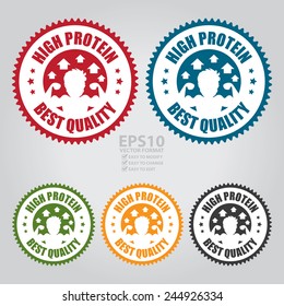 Vector : High Protein Best Quality Icon, Sticker, Badge or Label