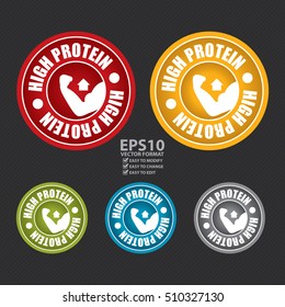 Vector : High Protein Label, Sticker Or Icon