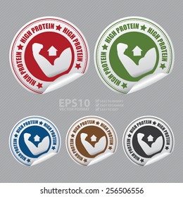 Vector : High Protein Sticker, Icon or Label