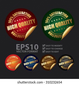 Vector : High Quality 100% Satisfaction Infographics Peeling Sticker, Label, Icon, Sign or Badge