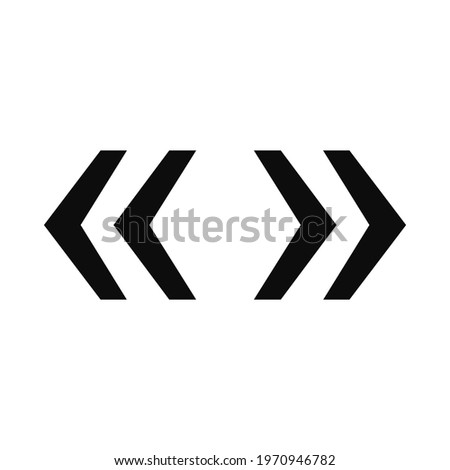 Vector high quality arrow quote brackets icon isolated on white background. Communication - dialog concept