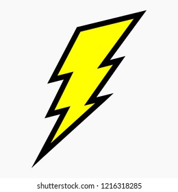 Vector high quality cartoon style illustration of a yellow electric lightning bolt isolated on white background