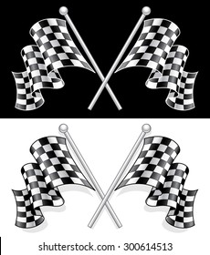 A Vector High Quality double 3D Checkered Flag on both white and Black background.