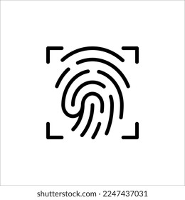 Vektorgrafik mit hochwertigen Fingerabdruck-Linien Symbol einzeln auf weißem Hintergrund. Sicherheitszugriffs-Konzept, Touch ID-Symbol.