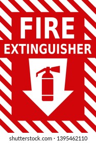 Vector high quality fire extinguisher sign with icon and arrow - official international version