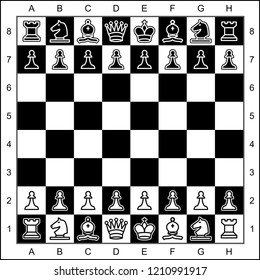 Vector high quality graphic representation of chess pieces on chessboard