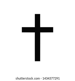 Vector high quality icon. Classic style catholic cross black symbol isolated on white background. Religion and faith vector editable icon 