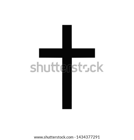 Vector high quality icon. Classic style catholic cross black symbol isolated on white background. Religion and faith vector editable icon 