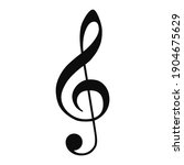 Vector high quality icon illustration of Treble clef black symbol isolated on white background