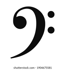 Vector high quality icon illustration of Bass clef black symbol isolated on white background