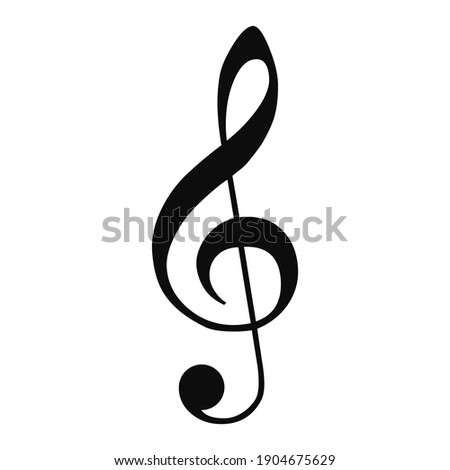 Vector high quality icon illustration of Treble clef black symbol isolated on white background