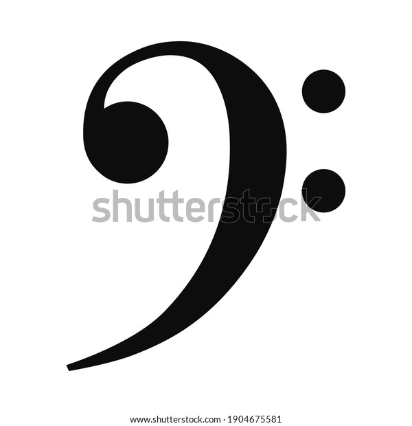 Vector high quality icon illustration\
of Bass clef black symbol isolated on white\
background
