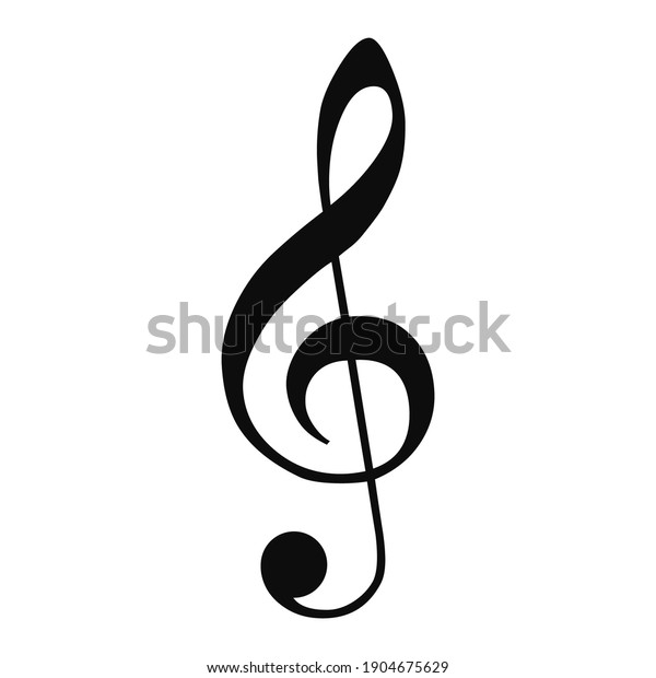 Vector high quality icon illustration\
of Treble clef black symbol isolated on white\
background