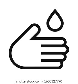 Vector high quality line icon style illustration of the sanitize your hands symbol isolated on white background