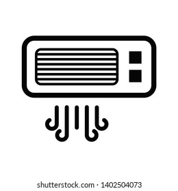 Vector high quality logo illustration of conditioned air (cooler air conditioner) black line icon isolated on white background
