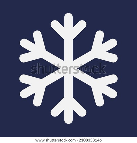Vector high quality logo illustration of the snowflake white icon isolated on dark blue background