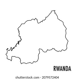 Vector high quality map of the African state of Rwanda - Simple hand made line drawing map
