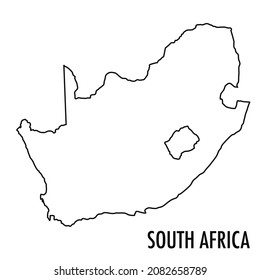 Vector High Quality Map Of The African State Of South Africa - Simple Hand Made Line Drawing Map
