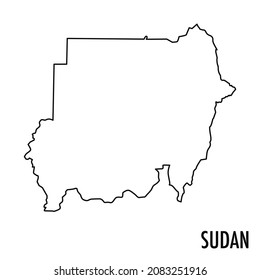 Vector high quality map of the African state of Sudan - Simple hand made line drawing map