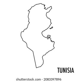 Vector high quality map of the African state of Tunisia - Simple hand made line drawing map svg