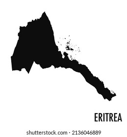 Mapa vectorial de alta calidad del estado africano de Eritrea - Silueta negra simple mapa eritreo de alta calidad