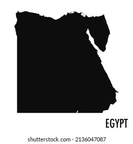 Vector high quality map of the African state of Egypt - Simple black silhouette high quality Egyptian map