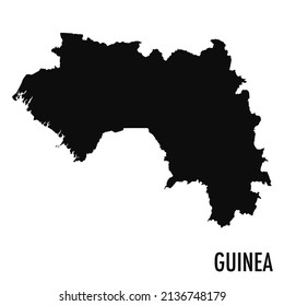 Vector high quality map of the African state of Guinea - Simple black silhouette high quality Guinea map