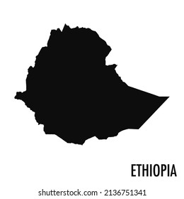 Vector High Quality Map Of The African State Of Ethiopia - Simple Black Silhouette High Quality Ethiopian Map