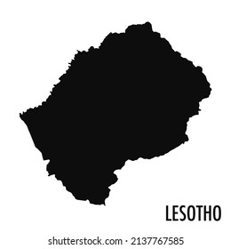 Mapa vectorial de alta calidad del estado africano de Lesoto - Silueta negra simple mapa de Lesoto de alta calidad