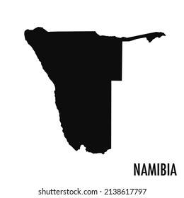 Vector high quality map of the African state of Namibia - Simple black silhouette high quality Namibian map