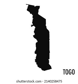 Vector high quality map of the African state of Togo - Simple black silhouette high quality map