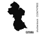 Vector high quality map of the American state of Guyana - Simple black silhouette high quality Guyana map