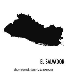 Vector high quality map of the American state of El Salvador - Simple black silhouette high quality El Salvador map