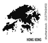 Vector high quality map of the Asian state of Hong Kong - Simple black silhouette high quality Hong Kong map