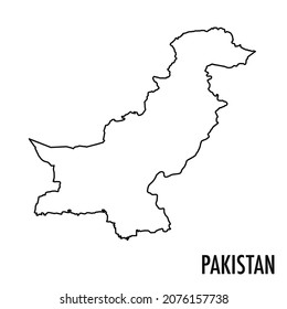 Vector high quality map of the Asian state of Pakistan - Simple hand made line drawing map