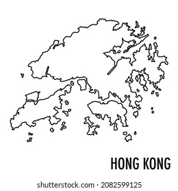 Vector high quality map of the Asian state of Hong Kong - Simple hand made line drawing map