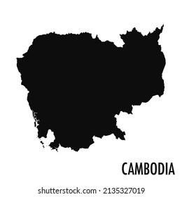Vector high quality map of the Asian state of Cambodia - Simple black silhouette high quality Cambodian map