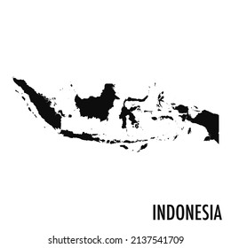 Vector high quality map of the Asian state of Indonesia - Simple black silhouette high quality Indonesian map