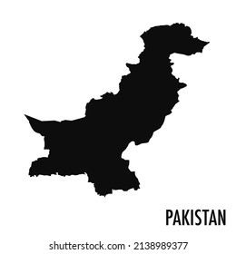 Vector high quality map of the Asian state of Pakistan - Simple black silhouette high quality Pakistani map