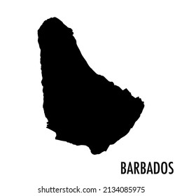 Vector high quality map of the Caribbean state of Barbados - Simple black silhouette high quality Barbados map