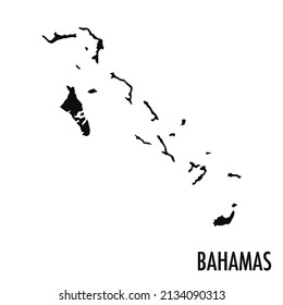 Vector high quality map of the Caribbean state of Bahamas - Simple black silhouette high quality Bahamas map